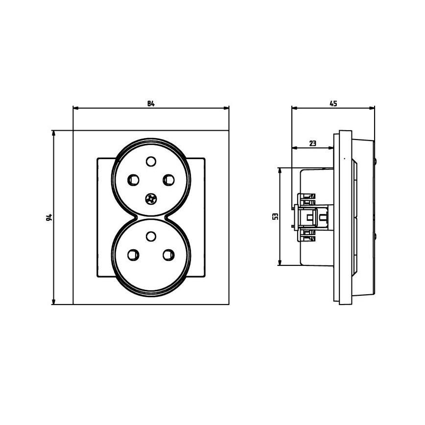 Ospel - SONATA 230V Double Wall Socket with Frame, Black