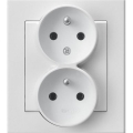 Ospel - SONATA 230V Double Wall Socket with Frame, White