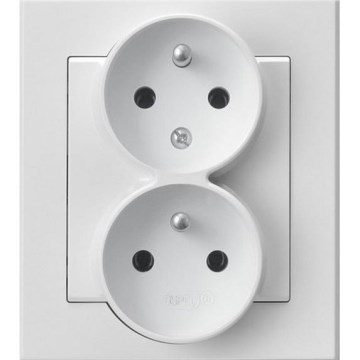 Ospel - SONATA 230V Double Wall Socket with Frame, White
