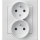 Ospel - SONATA 230V Double Wall Socket with Frame, White