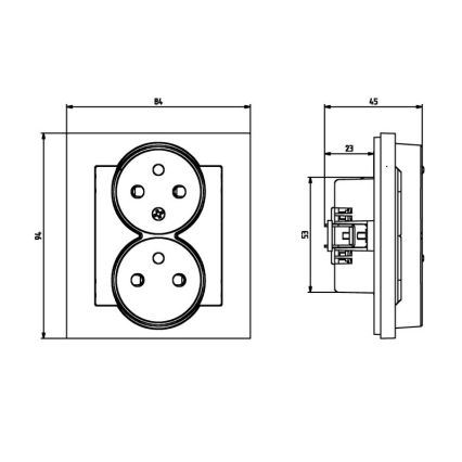 Ospel - SONATA 230V Double Wall Socket with Frame, White
