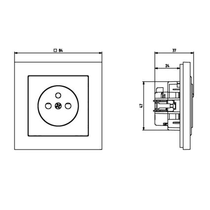 Ospel - SONATA 230V Frameless Wall Socket, Black