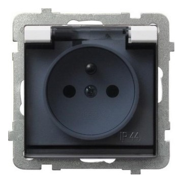 Ospel - SONATA 230V IP44 Frameless Outdoor Household Socket, White/Black