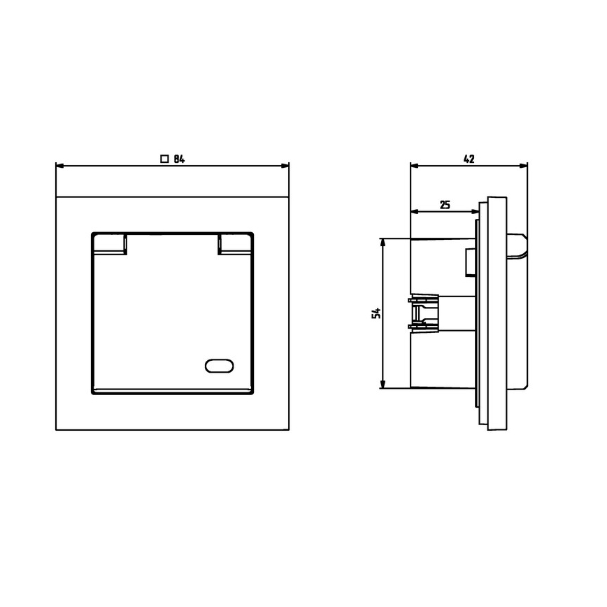 Ospel - SONATA 230V IP44 Frameless Outdoor Household Socket, White/Black
