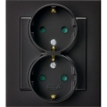 Ospel - SONATA Double 230V Schuko Household Socket with Frame, Black