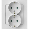 Ospel - SONATA Double 230V Schuko Wall Socket with Frame, White