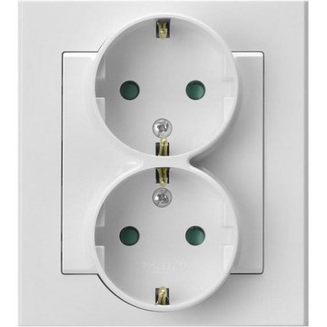 Ospel - SONATA Double 230V Schuko Wall Socket with Frame, White