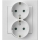 Ospel - SONATA Double 230V Schuko Wall Socket with Frame, White