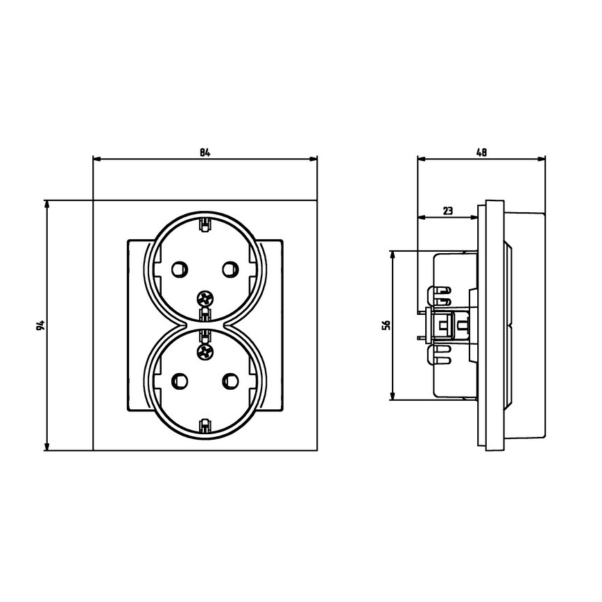 Ospel - SONATA Double 230V Schuko Wall Socket with Frame, White