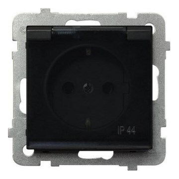 Ospel - SONATA Frameless Outdoor Schuko Socket 230V IP44 Black