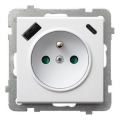 Ospel - SONATA frameless residential wall outlet 230V with 1x USB-A and 1x USB-C, white
