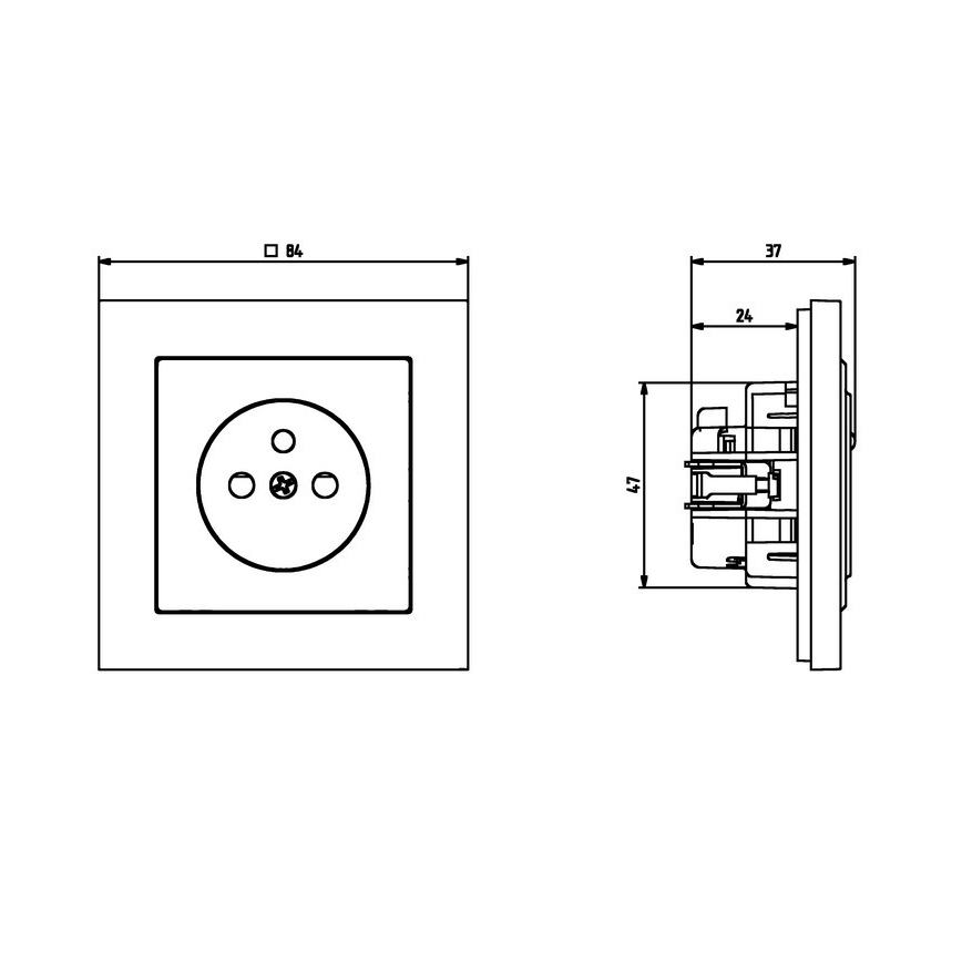 Ospel - SONATA frameless residential wall outlet 230V with 1x USB-A and 1x USB-C, white