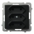 Ospel - SONATA Frameless Triple Euro Socket 230 V, Black