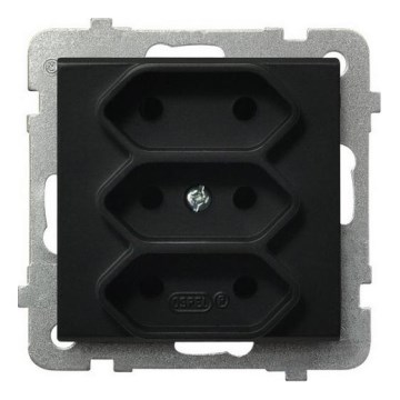 Ospel - SONATA Frameless Triple Euro Socket 230 V, Black