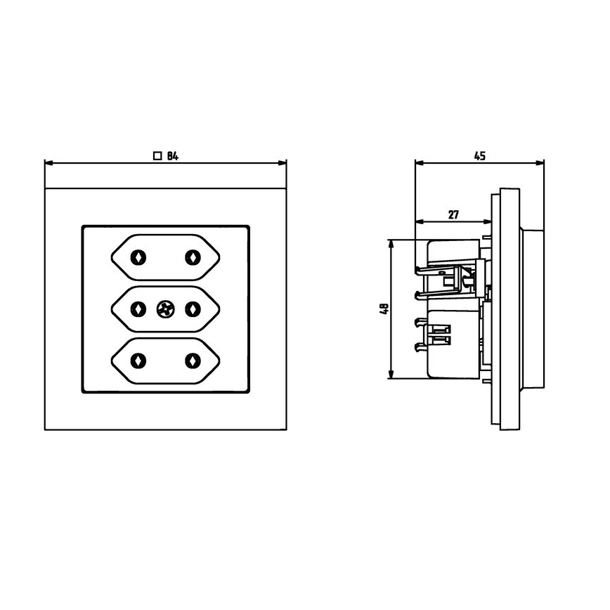 Ospel - SONATA Frameless Triple Residential EURO 230V Socket, White