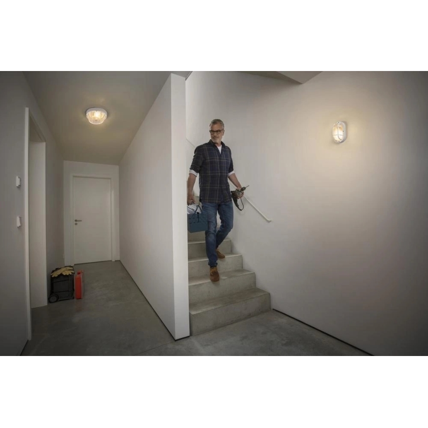 Osram - BULKHEAD Outdoor Wall Light 1xE27/10W/230V Ø 19 cm IP54 White