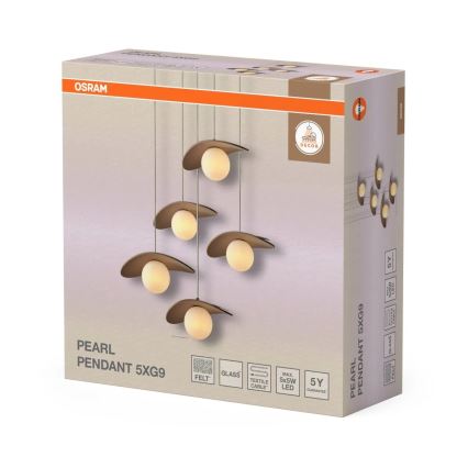 Osram - Cable-suspended chandelier DECOR PEARL 5xG9/5W/230V beige