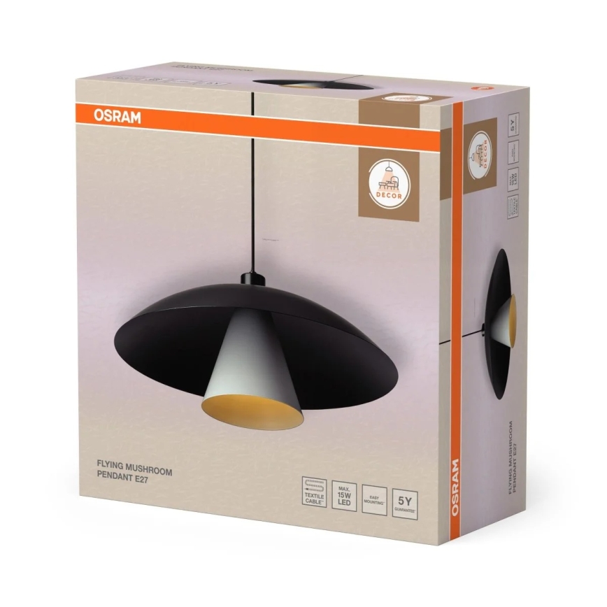 Osram - Cable-suspended pendant lamp DECOR FLYING MUSHROOM 1xE27/25W/230V, Ø 50 cm, black