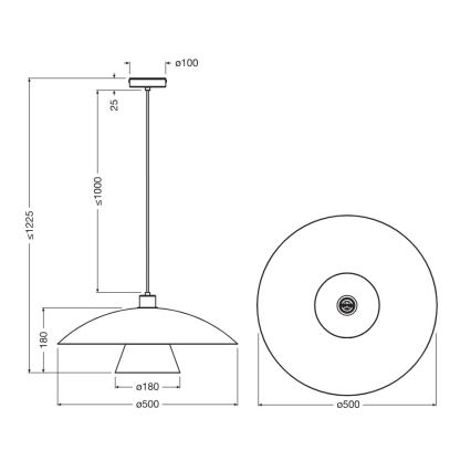 Osram - Cable-suspended pendant lamp DECOR FLYING MUSHROOM 1xE27/25W/230V, Ø 50 cm, black