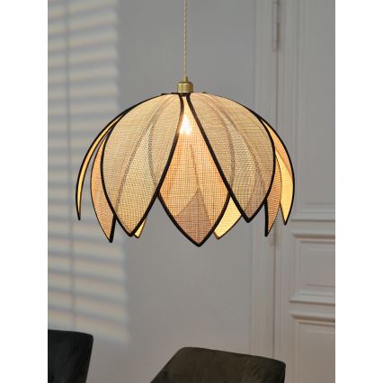 Osram - Cable-suspended pendant light DECOR RATTAN 1xE27/15W/230V Ø 67 cm beige/black