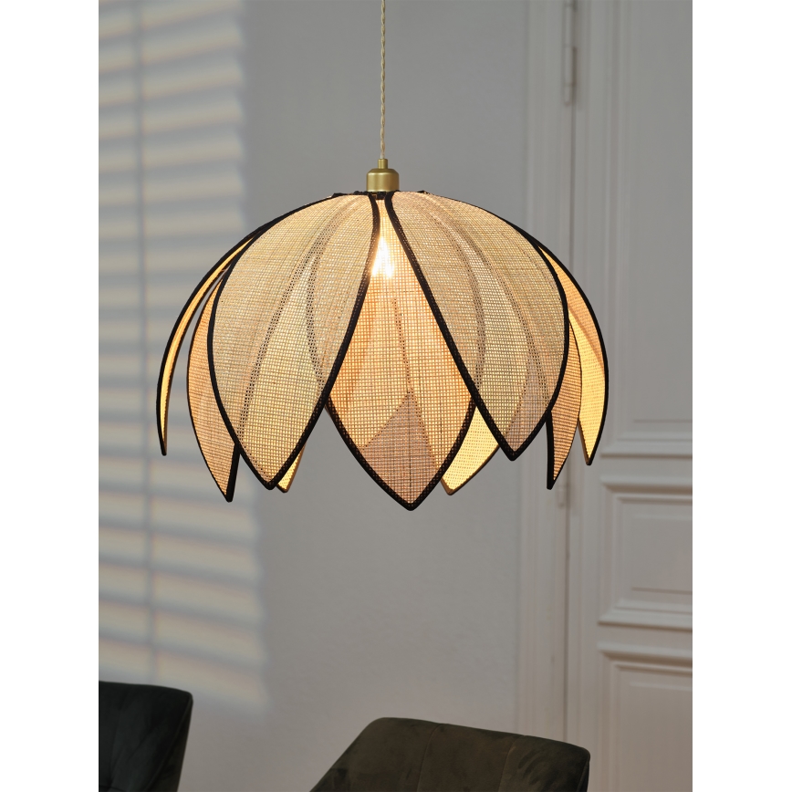 Osram - Cable-suspended pendant light DECOR RATTAN 1xE27/15W/230V Ø 67 cm beige/black