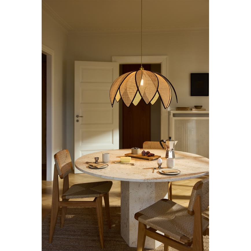 Osram - Cable-suspended pendant light DECOR RATTAN 1xE27/15W/230V Ø 67 cm beige/black