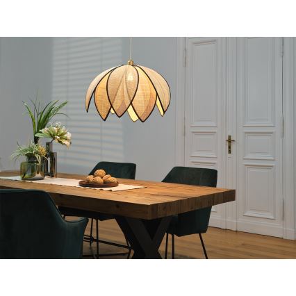 Osram - Cable-suspended pendant light DECOR RATTAN 1xE27/15W/230V Ø 67 cm beige/black