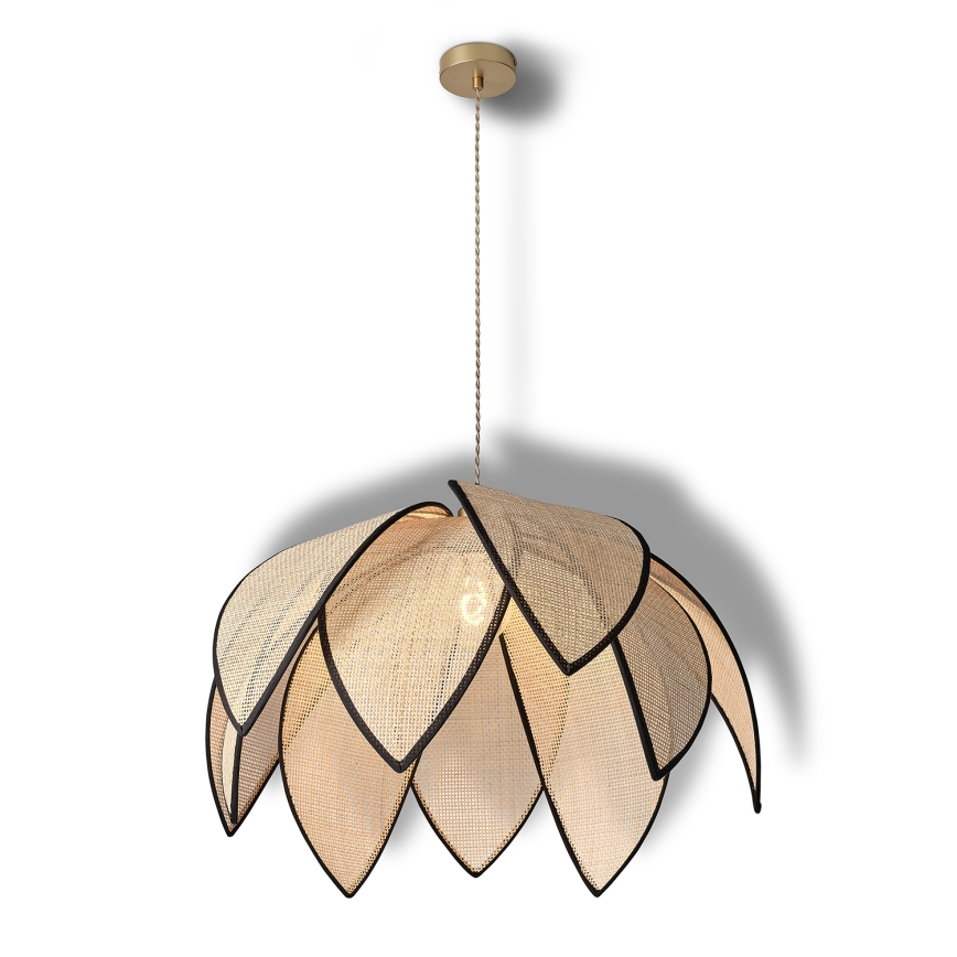 Osram - Cable-suspended pendant light DECOR RATTAN 1xE27/15W/230V Ø 67 cm beige/black
