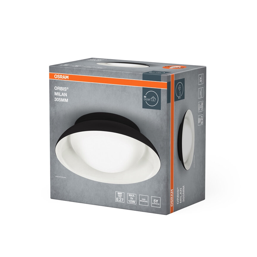 Osram - Ceiling light ORBIS MILAN 2xE27/10W/230V dia. 30,5 cm black
