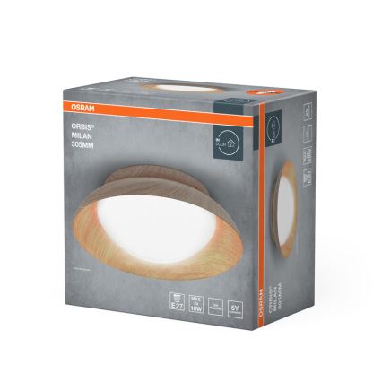 Osram - Ceiling light ORBIS MILAN 2xE27/10W/230V Ø 30.5 cm wood finish
