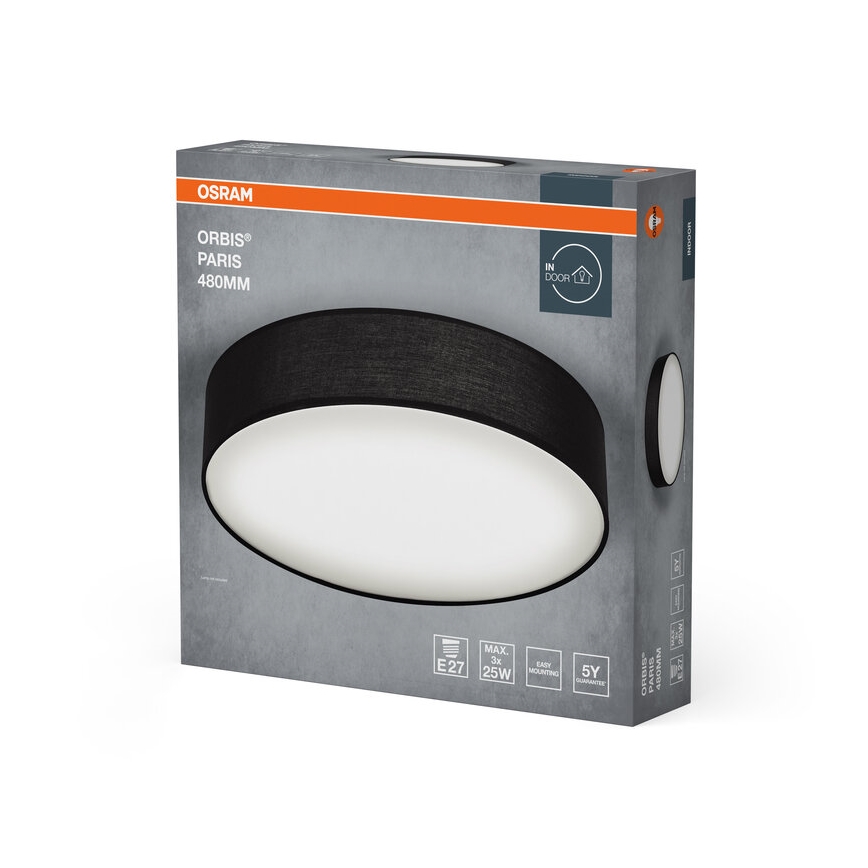 Osram - Ceiling light ORBIS PARIS 3xE27/25W/230V Ø 48 cm black