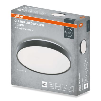 Osram - CEILING LUXO LED Ceiling Light with Dusk Sensor LED/24W/230V Ø 38 cm Black