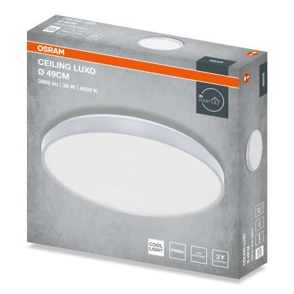 Osram - CEILING LUXO LED ceiling light, 36W, 230V, Ø 49 cm, silver