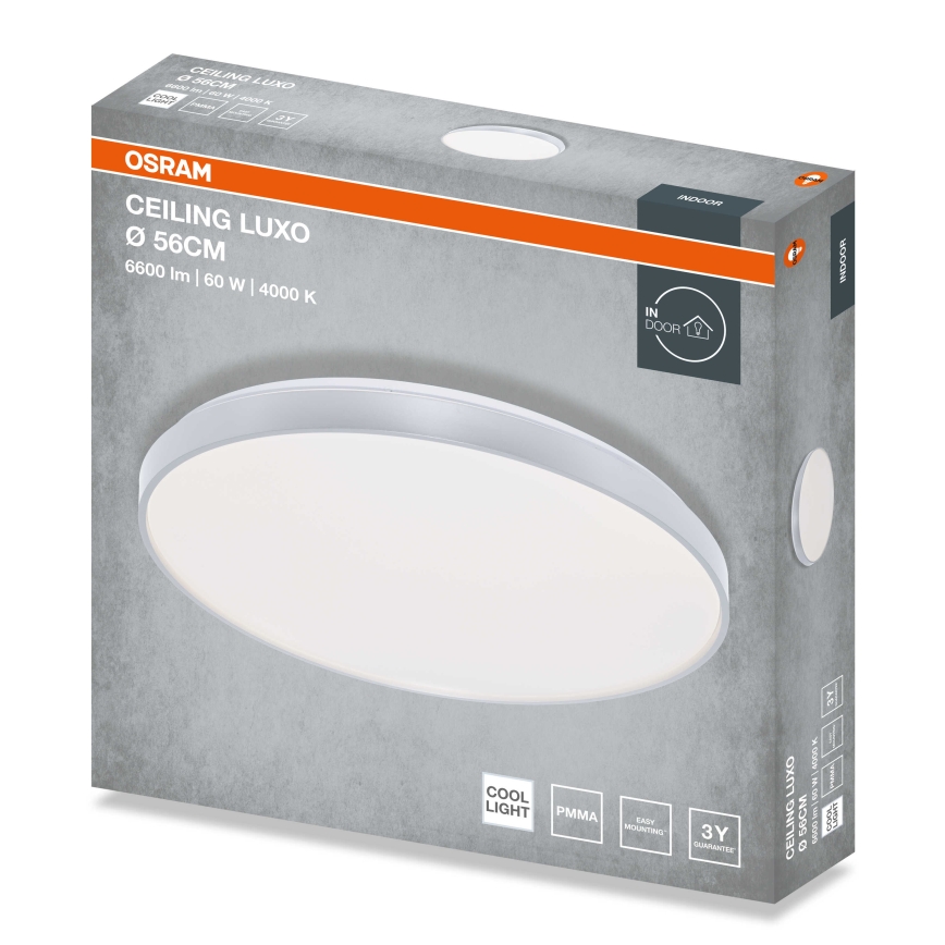 Osram - CEILING LUXO LED Ceiling Light, 60W/230V, Ø 56 cm, Silver