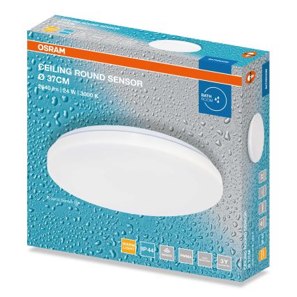 Osram - CEILING ROUND LED Bathroom ceiling light with dusk sensor, 24W/230V, 3000K (warm white), Ø37 cm, IP44, white