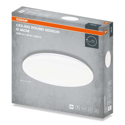 Osram - LED ceiling light with dusk sensor CEILING ROUND LED/36W/230V 4000K Ø 48 cm white