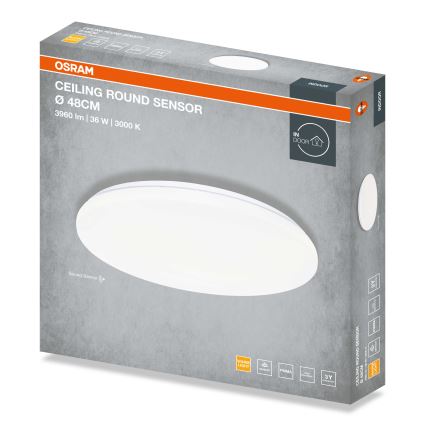 Osram - LED ceiling light with dusk sensor CEILING ROUND LED/36W/230V 3000K Ø 48 cm white