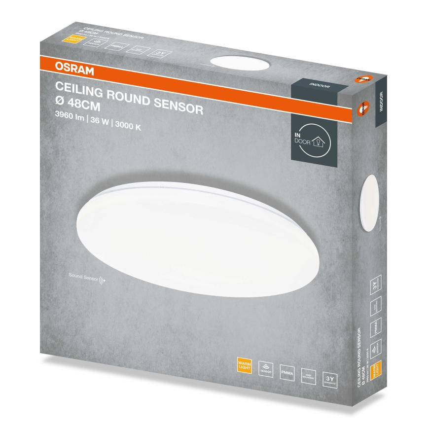 Osram - LED ceiling light with dusk sensor CEILING ROUND LED/36W/230V 3000K Ø 48 cm white