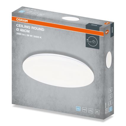 Osram - CEILING ROUND LED Ceiling Light, 36W/230V, 6500K, diam. 48 cm, white
