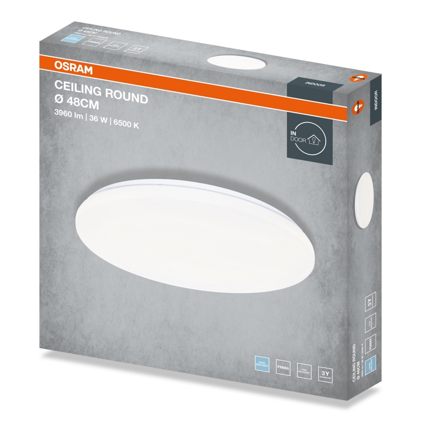 Osram - CEILING ROUND LED Ceiling Light, 36W/230V, 6500K, diam. 48 cm, white
