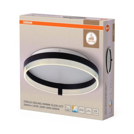 Osram - DECOR CIRCLE LED Ceiling Light, 25W/230V, selectable 3000/4000/6500K, Ø 40 cm, black/white