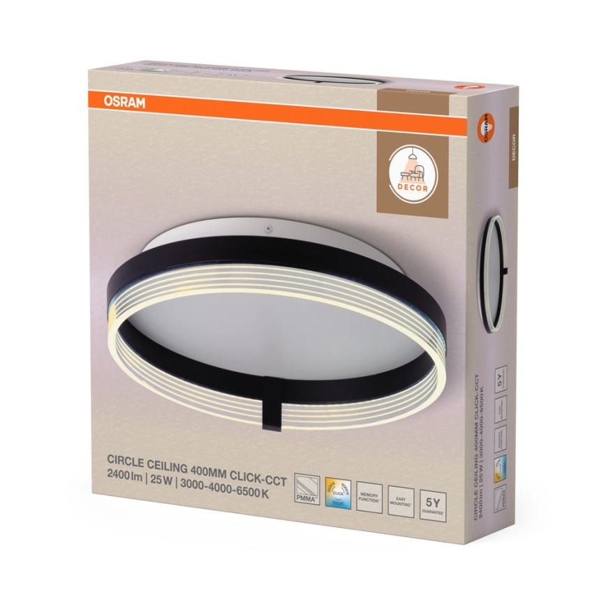 Osram - DECOR CIRCLE LED Ceiling Light, 25W/230V, selectable 3000/4000/6500K, Ø 40 cm, black/white