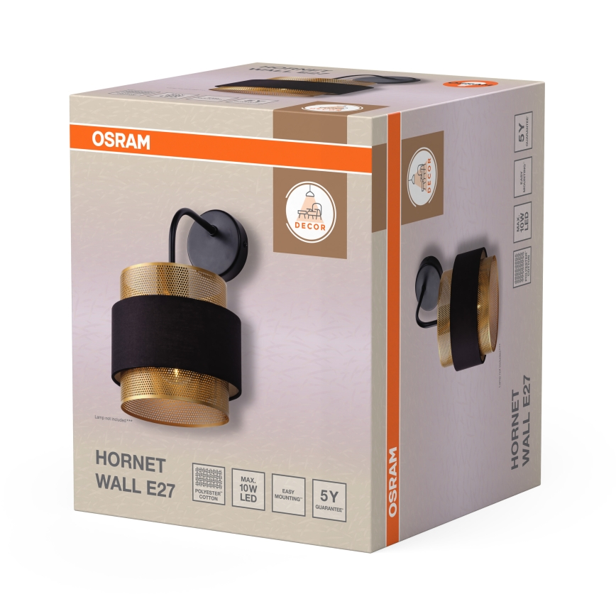 Osram - DECOR HORNET Wall Lamp 1xE27/10W/230V Black/Gold