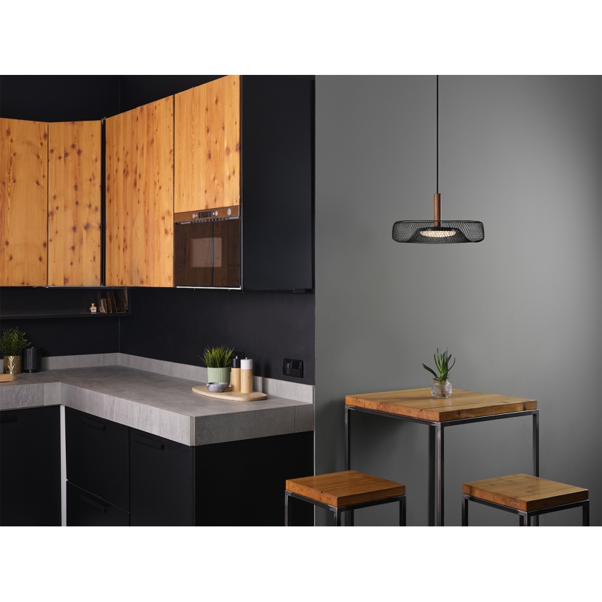 Osram - DECOR MESH LED pendant on cable, 18.5W/230V, Ø 40 cm, black/rubberwood