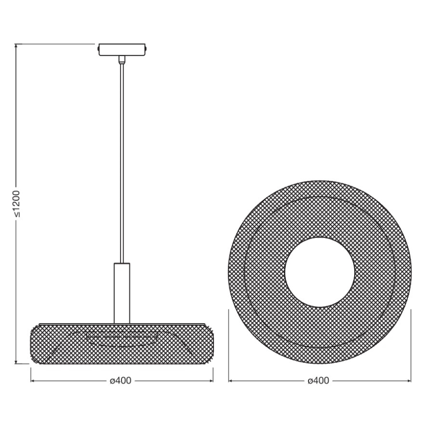 Osram - DECOR MESH LED pendant on cable, 18.5W/230V, Ø 40 cm, black/rubberwood