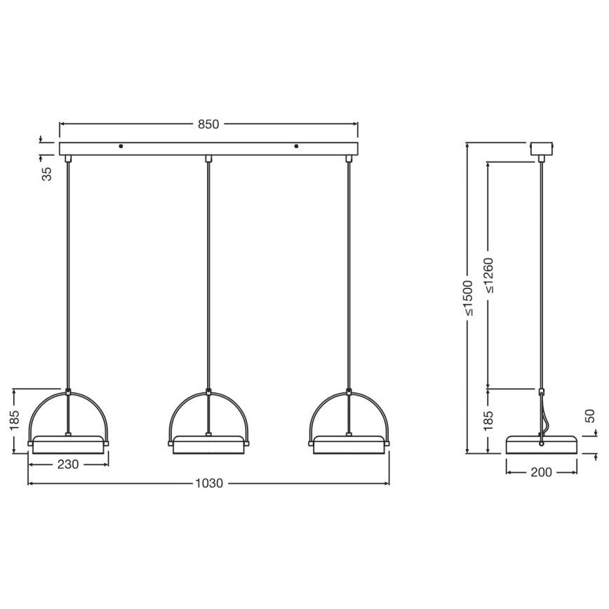 Osram - DECOR PUCK Cable-suspended LED Pendant 3xLED/12W/230V CRI 90 black