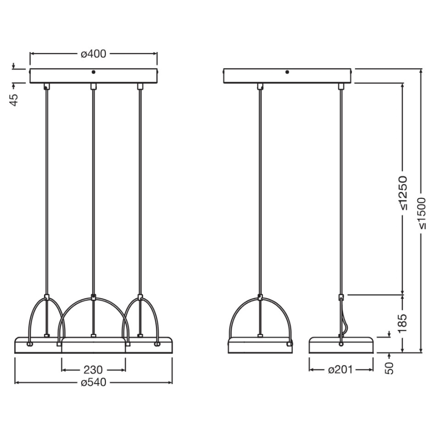 Osram - DECOR PUCK Cable-Suspended LED Pendant 3xLED/12W/230V CRI 90 Black