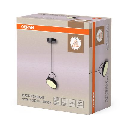 Osram - DECOR PUCK LED Cable Pendant, 12W/230V, Black