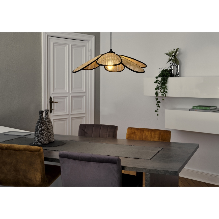 Osram - DECOR RATTAN Cable Pendant Light, 1xE27/15W/230V, dia. 58 cm, beige/black