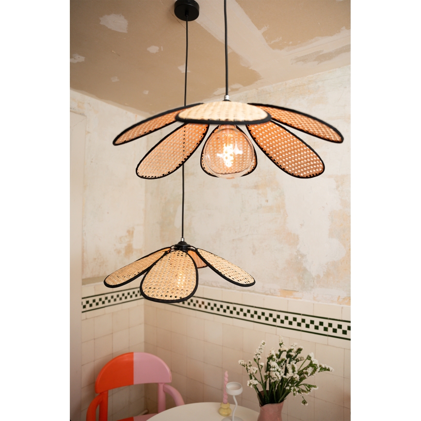 Osram - DECOR RATTAN Cable Pendant Light, 1xE27/15W/230V, dia. 58 cm, beige/black
